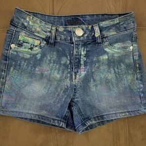 Justice Girls 12Sl Iridescent splashed jean shorts